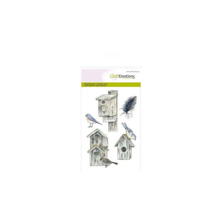 (1074)CraftEmotions clearstamps A6 bird houses Botanical Summer