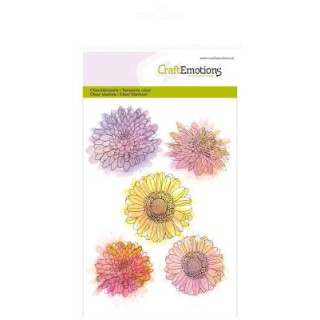 (1072)CraftEmotions clearstamps A6 Chrysanthemums flower Botanic