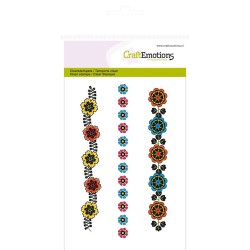 (1031)CraftEmotions clearstamps A6 flower border Folklore