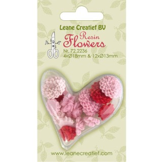 (72.2236)Resin Flowers-Roses & Peony Pink-red