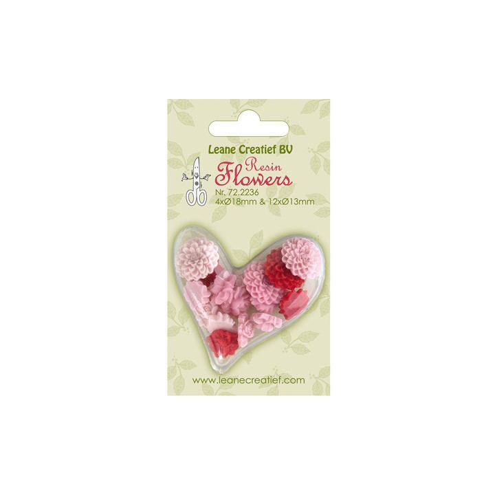 (72.2236)Resin Flowers-Roses & Peony Pink-red