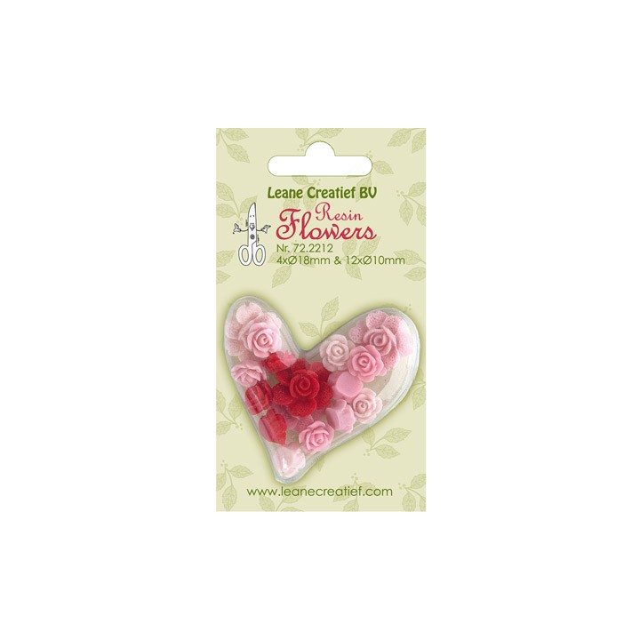 (72.2212)Resin Flowers-Roses Pink-red