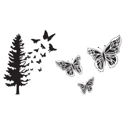 (STA-TR-10232-A5)Claritystamp clear stamp Butterfly Tree