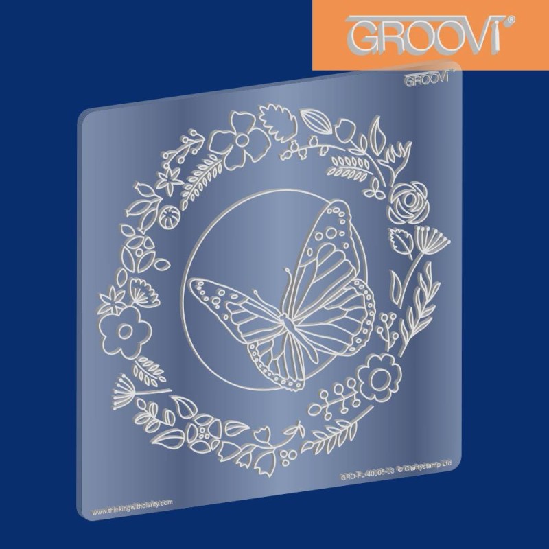 (GRO-FL-40005-03)Groovi Plate A5 Butterfly Wreath