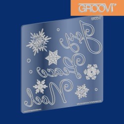 (GRO-CH-40019-03)Groovi Plate A5 Xmas Words & Small Snowflakes