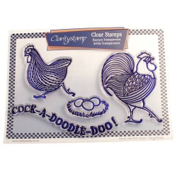 (STA-WO-10040-A5)Claritystamp clear stamp Cockerel And Hen