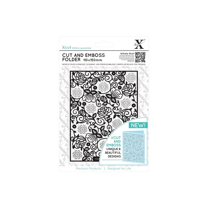 (XCU503806)Xpress embossing folder 110 x 150mm Floral Pattern