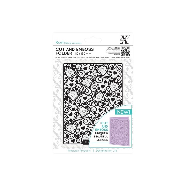 (XCU503805)Xpress embossing folder 110 x 150mm Heart Pattern