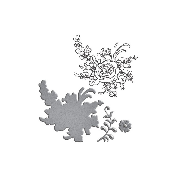 (SDS-020)Spellbinders Stamp/Die Set - Flower Bouquet
