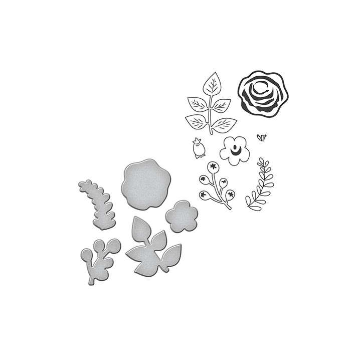 (SDS-012)Spellbinders Stamp/Die Set - Floral Divine
