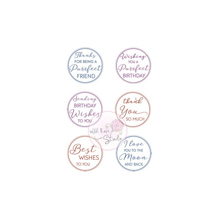 (CL495)Wild Rose Studio`s A7 stamp set Cat and Moon Greetings