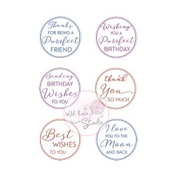 (CL495)Wild Rose Studio`s A7 stamp set Cat and Moon Greetings