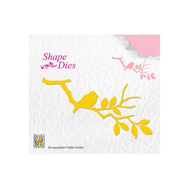 (SD106)Nellie's Shape Dies Birdie on branch