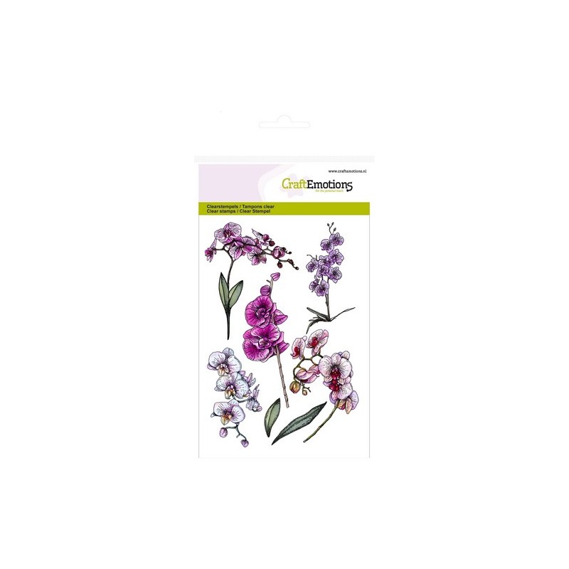 (1243)CraftEmotions clearstamps A6 - branches d`orchidées