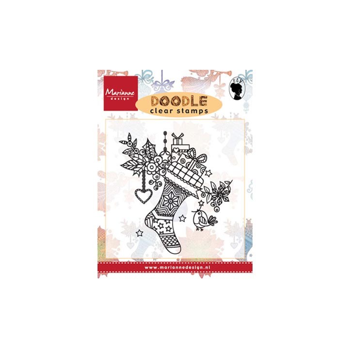 (EWS2223)Clear stamp Doodle Christmas stocking