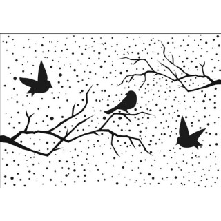 (EFE027)Embossing folder Snowy scene with birds