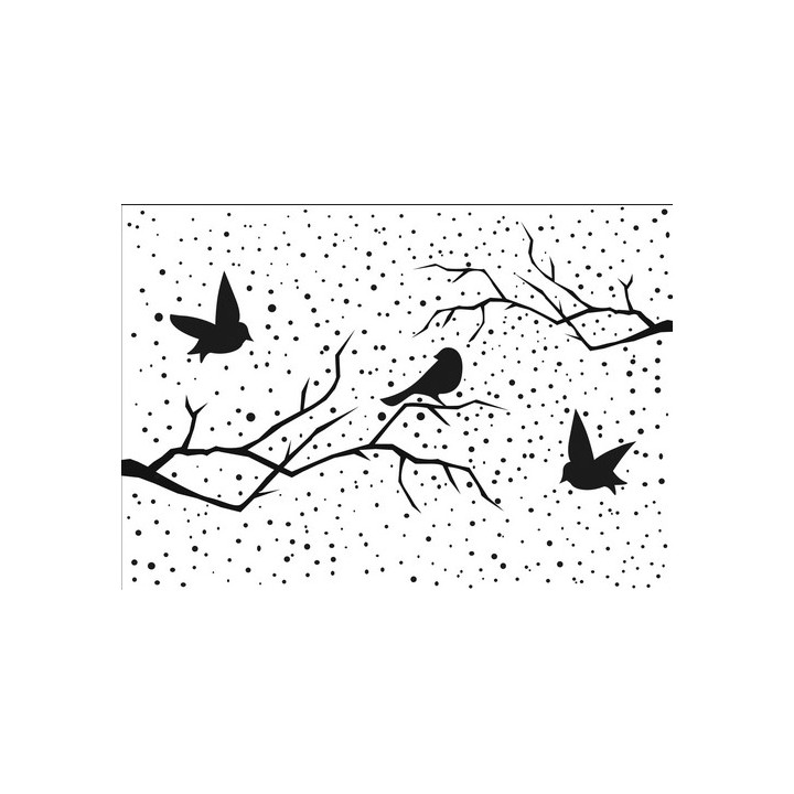 (EFE027)Embossing folder Snowy scene with birds