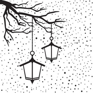 (EFE028)Embossing folder Snowy scene with lanterns