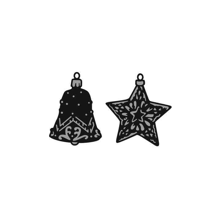 (CR1382)Craftables stencil Tiny's ornaments star & bell