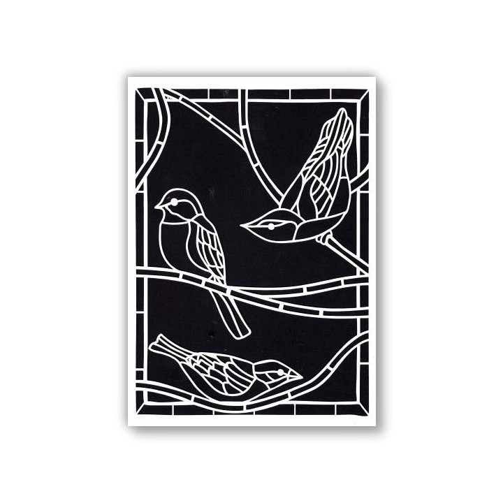 (STE-BI-00165-A5)Claritystamp Art Stencil A5 Birds On A Branch