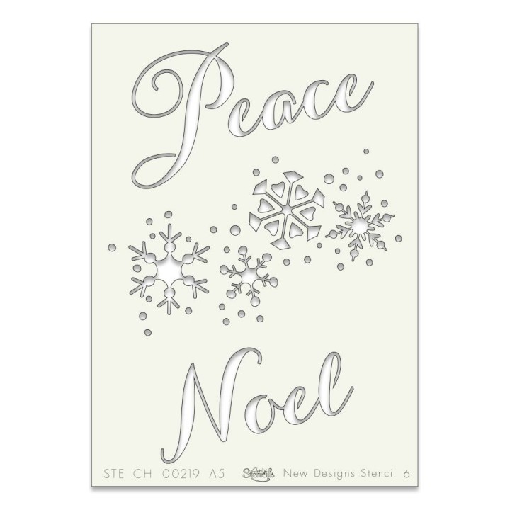 (STE-CH-00219-A5)Claritystamp Art Stencil A5 Peace Noel & Snowfl