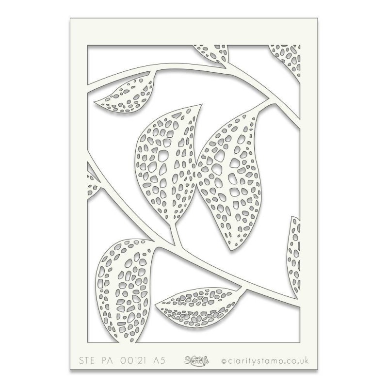 (STE-TR-00121-A5)Claritystamp Art Stencil A5 Dotty Leaves