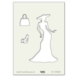 (STE-FA-00201-A5)Claritystamp Art Stencil A5 Elegant Lady And Ac