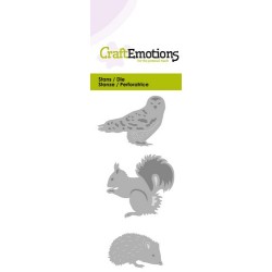 (115633/0167)CraftEmotions Die - owl hedgehog squirrel