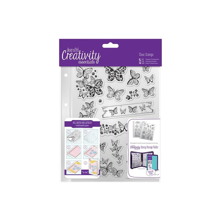 (DCE907111)Docrafts A5 Clear Stamp Set (16pcs) - Butterflies
