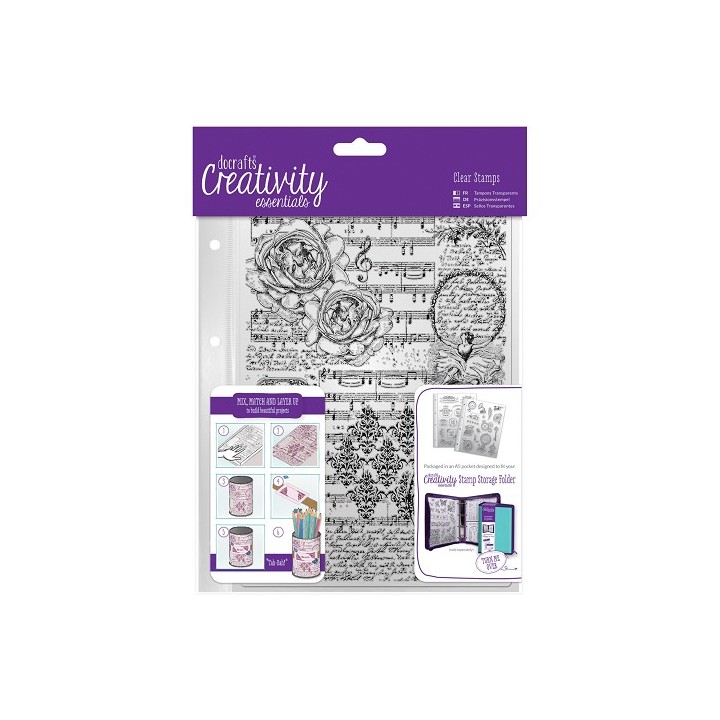 (DCE907106)Docrafts A5 Clear Background Stamp (1pc) - Musicality