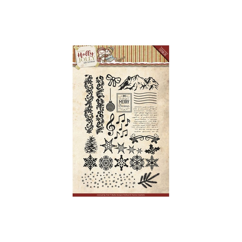 (YCCS10025)Clearstamp - Yvonne Creations - Holly Jolly