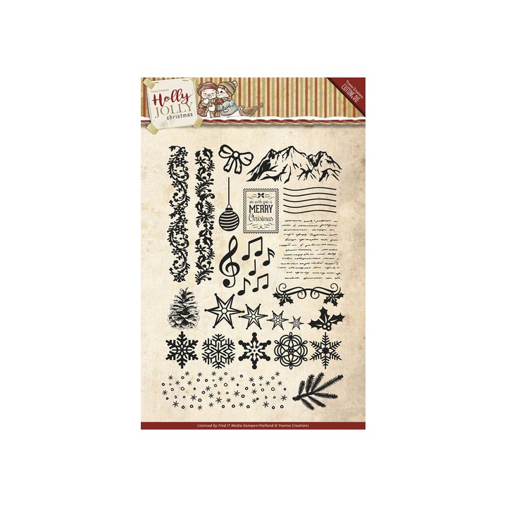 (YCCS10025)Clearstamp - Yvonne Creations - Holly Jolly