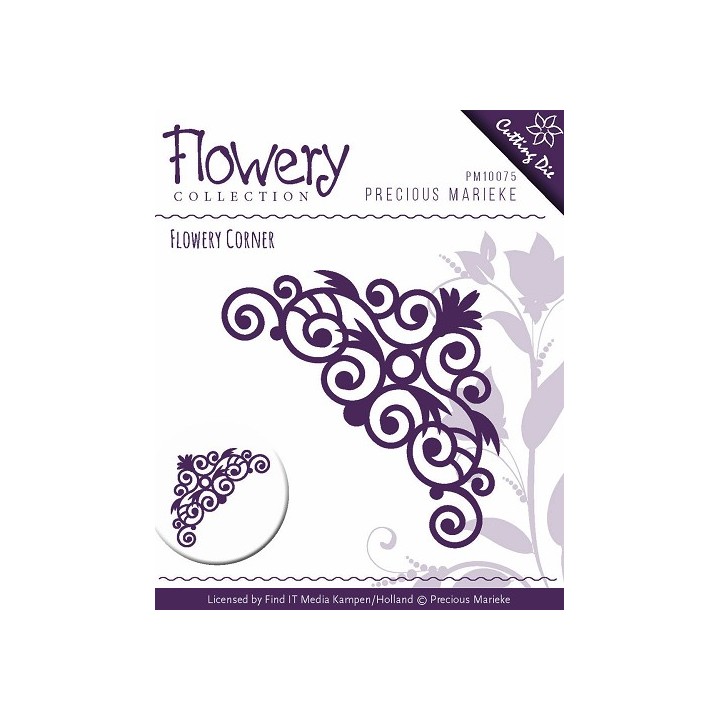 (PM10075)Die - Precious Marieke - Flowery - Swirl Corner