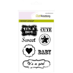 (1246)CraftEmotions clearstamps A6 - Baby text Eng labels