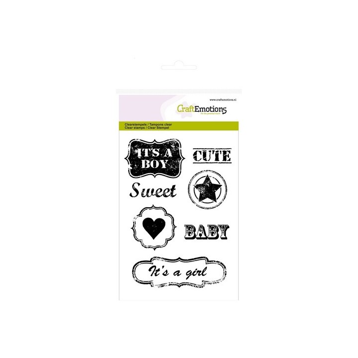 (1246)CraftEmotions clearstamps A6 - Baby text Eng labels