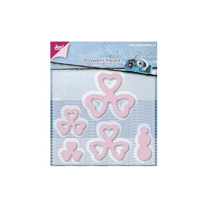 (6002/0597)Cutting & Embossing stencil Mery's flowers heart (5 p