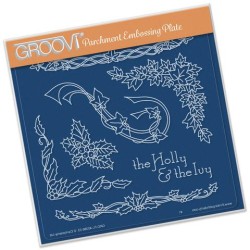 (GRO-FL-40386-03)Groovi Plate A5 Jayne's Holly & Ivy