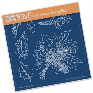 (GRO-FL-40385-03)Groovi Plate A5 Jayne's Holly & Ivy
