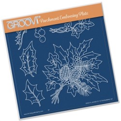(GRO-FL-40385-03)Groovi Plate A5 Jayne's Holly & Ivy