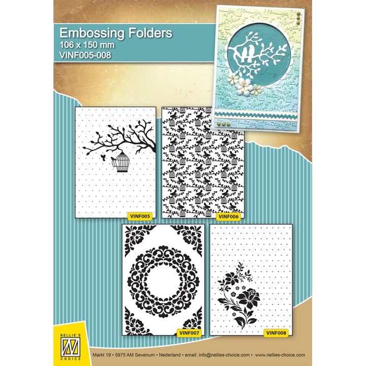 (VINF006)Nellie's Choice Embossing folder Bird pattern