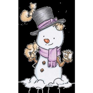 (RS12)C.C. Designs Stamp Rustic Sugar Snowman with Squirrel