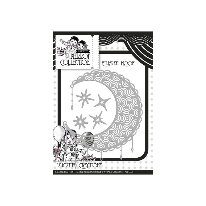 (YCD10081)Die - Yvonne Creations - Pretty Pierrot - Filigree Moo