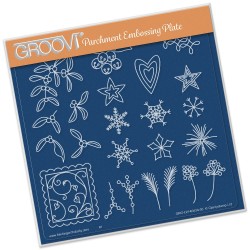 (GRO-LW-40434-03)Groovi Plate A5 Mistletoe & Wreath Accessories