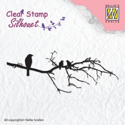 (SIL010)Nellie`s Choice Clearstamp - Silhouette branch with bird