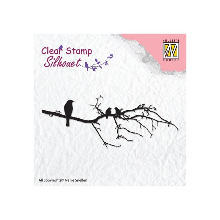 (SIL010)Nellie`s Choice Clearstamp - Silhouette branch with bird