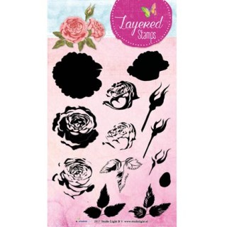 (STAMPLS13)Clear Stamps Layered Flower Stamps nr.13
