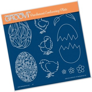 (GRO-BI-40530-03)Groovi Plate A5 ORNATE EGGS & CHICKS