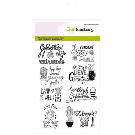 (1256)CraftEmotions clearstamps A6 -cactus handlettering (NL) Botanical Nature
