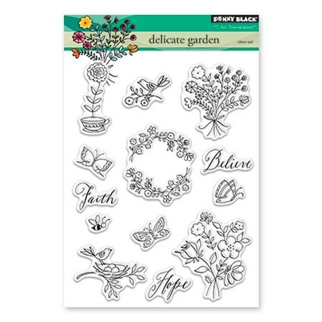 (30-403)Penny Black Stamp clear Delicate Garden