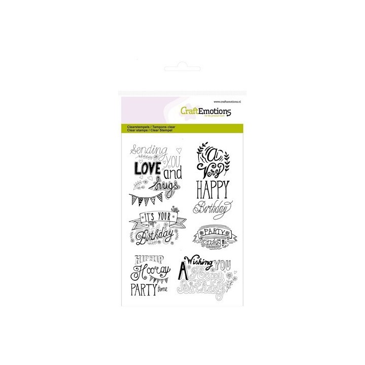 (1258)CraftEmotions clearstamps A6 -birthday handlettering (Eng)